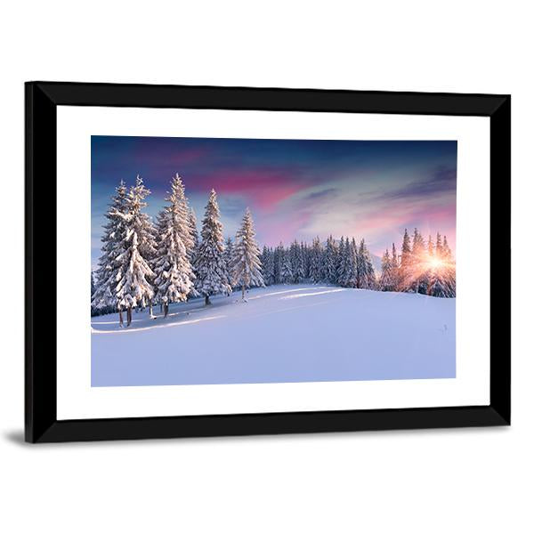 Panorama Of Winter Sunrise Canvas Wall Art-3 Horizontal-Gallery Wrap-25" x 16"-Tiaracle