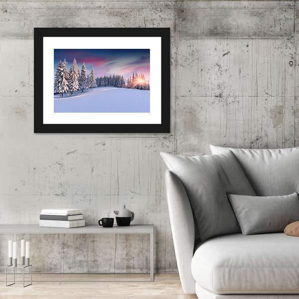 Panorama Of Winter Sunrise Canvas Wall Art-3 Horizontal-Gallery Wrap-25" x 16"-Tiaracle