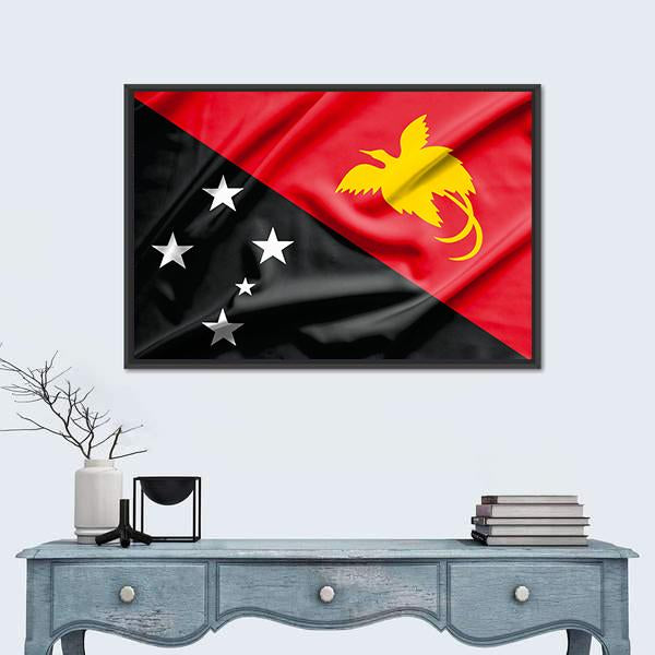 Papua New Guinea Flag Canvas Wall Art-1 Piece-Floating Frame-24" x 16"-Tiaracle