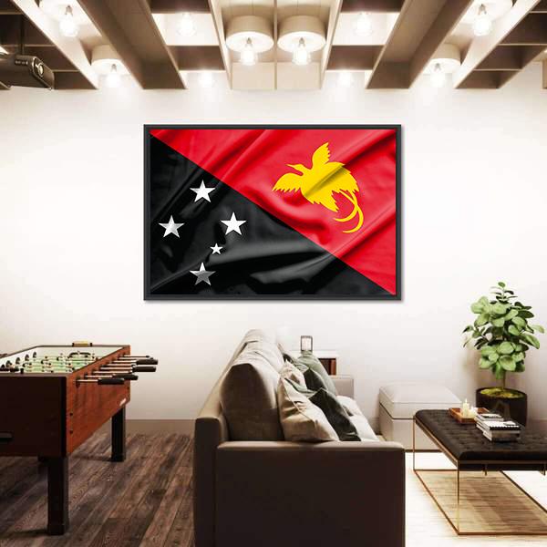 Papua New Guinea Flag Canvas Wall Art-3 Horizontal-Gallery Wrap-25" x 16"-Tiaracle