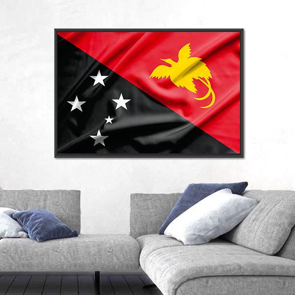 Papua New Guinea Flag Canvas Wall Art-3 Horizontal-Gallery Wrap-25" x 16"-Tiaracle