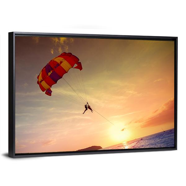 Paragliders At Sunset Malaysia Canvas Wall Art-3 Horizontal-Gallery Wrap-25" x 16"-Tiaracle