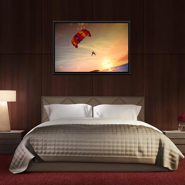 Paragliders At Sunset Malaysia Canvas Wall Art-3 Horizontal-Gallery Wrap-25" x 16"-Tiaracle