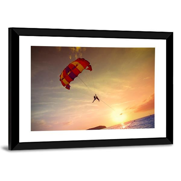 Paragliders At Sunset Malaysia Canvas Wall Art-3 Horizontal-Gallery Wrap-25" x 16"-Tiaracle