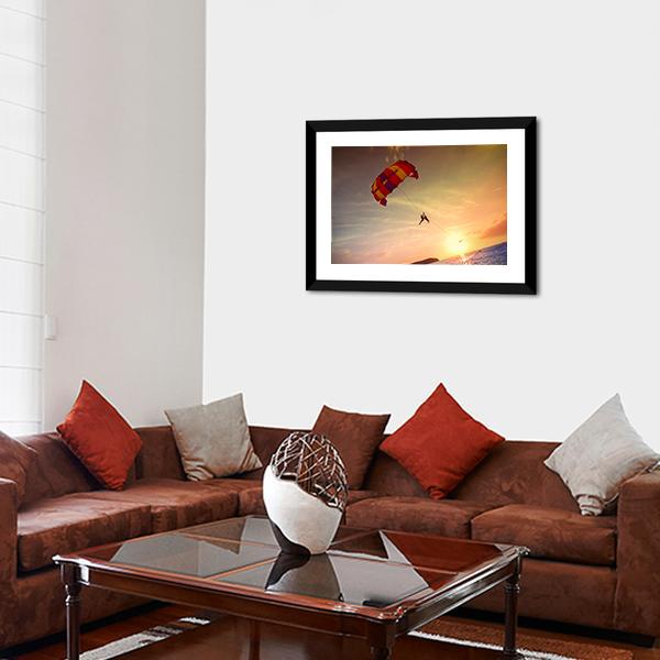 Paragliders At Sunset Malaysia Canvas Wall Art-3 Horizontal-Gallery Wrap-25" x 16"-Tiaracle