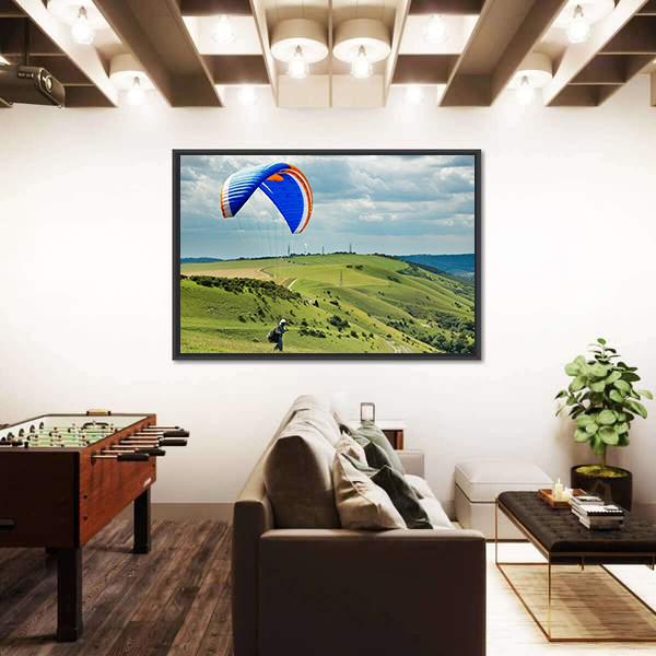 Paragliding At Devil's Dyke Canvas Wall Art-3 Horizontal-Gallery Wrap-25" x 16"-Tiaracle