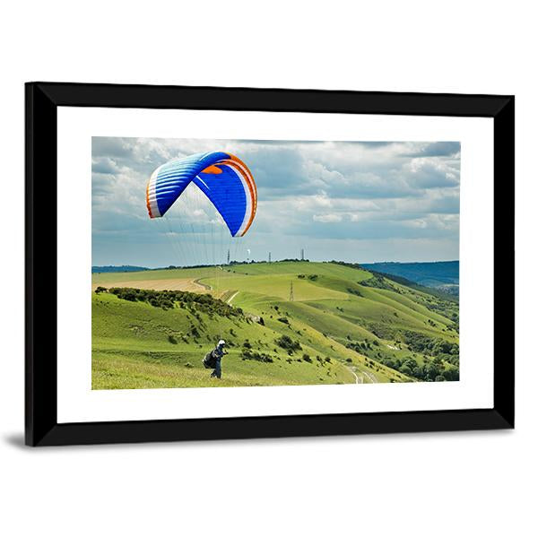 Paragliding At Devil's Dyke Canvas Wall Art-3 Horizontal-Gallery Wrap-25" x 16"-Tiaracle