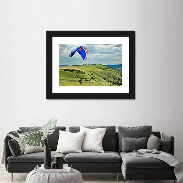 Paragliding At Devil's Dyke Canvas Wall Art-3 Horizontal-Gallery Wrap-25" x 16"-Tiaracle