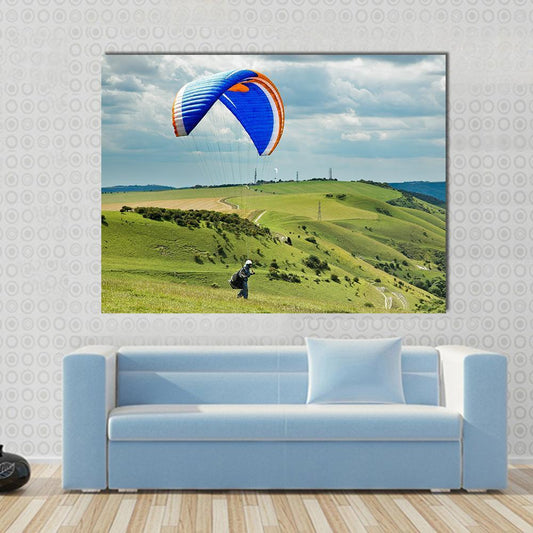 Paragliding At Devil's Dyke Canvas Wall Art-1 Piece-Gallery Wrap-48" x 32"-Tiaracle