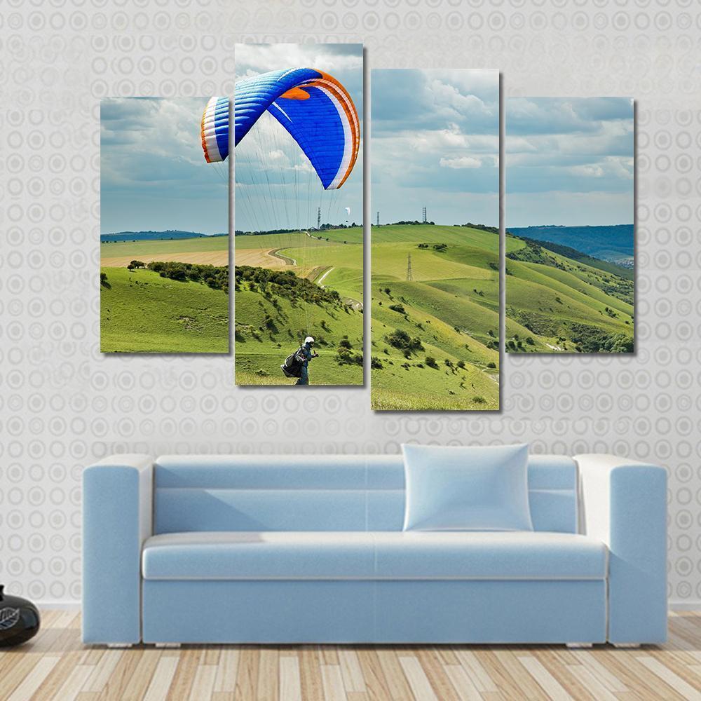 Paragliding At Devil's Dyke Canvas Wall Art-4 Pop-Gallery Wrap-50" x 32"-Tiaracle