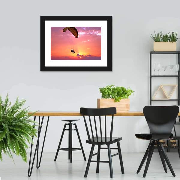 Paragliding At Sunset Canvas Wall Art-3 Horizontal-Gallery Wrap-25" x 16"-Tiaracle