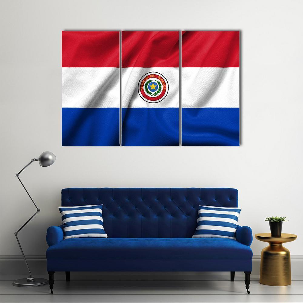 Paraguay Flag Canvas Wall Art-3 Horizontal-Gallery Wrap-37" x 24"-Tiaracle