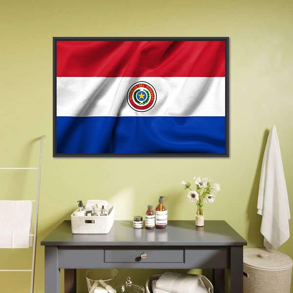 Paraguay Flag Canvas Wall Art-1 Piece-Floating Frame-24" x 16"-Tiaracle