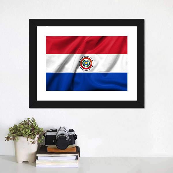 Paraguay Flag Canvas Wall Art-1 Piece-Framed Print-20" x 16"-Tiaracle