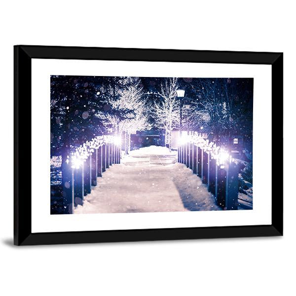 Park Bridge Holiday Illumination Canvas Wall Art-3 Horizontal-Gallery Wrap-25" x 16"-Tiaracle