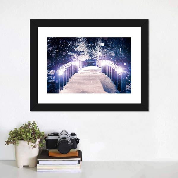 Park Bridge Holiday Illumination Canvas Wall Art-3 Horizontal-Gallery Wrap-25" x 16"-Tiaracle