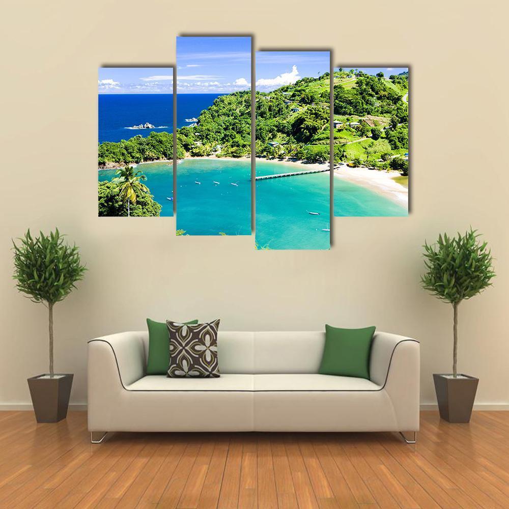 Parlatuvier Bay In Tobago Canvas Wall Art-4 Pop-Gallery Wrap-50" x 32"-Tiaracle