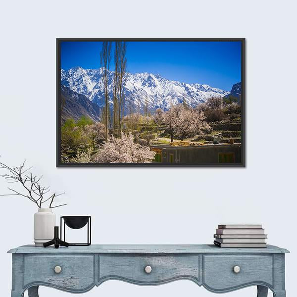 Passu Region Karakorum Mountains In Pakistan Canvas Wall Art-1 Piece-Floating Frame-24" x 16"-Tiaracle