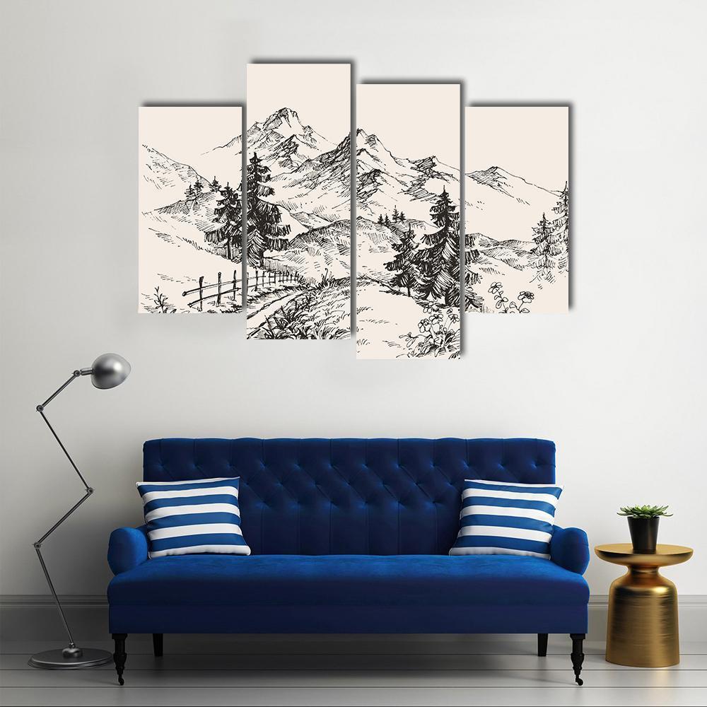 Path In The Mountains Canvas Wall Art-4 Pop-Gallery Wrap-50" x 32"-Tiaracle
