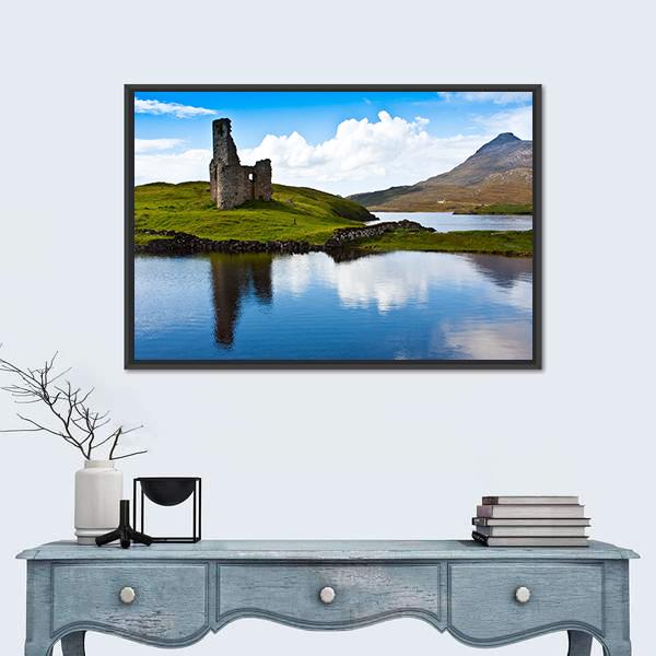 Path To A Ruiner Of Scottish Caste Canvas Wall Art-1 Piece-Floating Frame-24" x 16"-Tiaracle