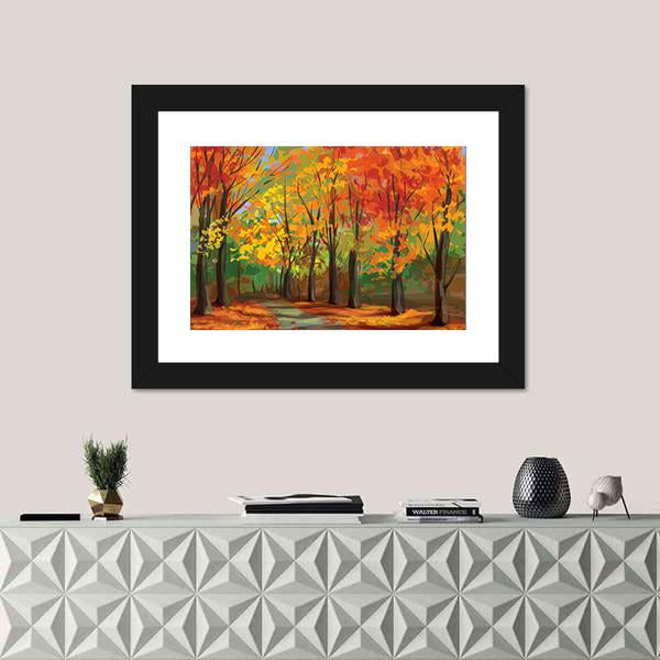 Pathway In Park Canvas Wall Art-1 Piece-Framed Print-20" x 16"-Tiaracle