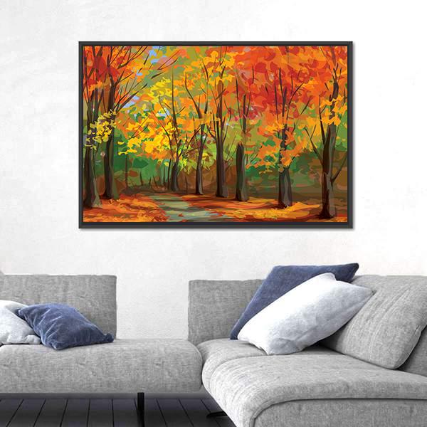 Pathway In Park Canvas Wall Art-3 Horizontal-Gallery Wrap-25" x 16"-Tiaracle