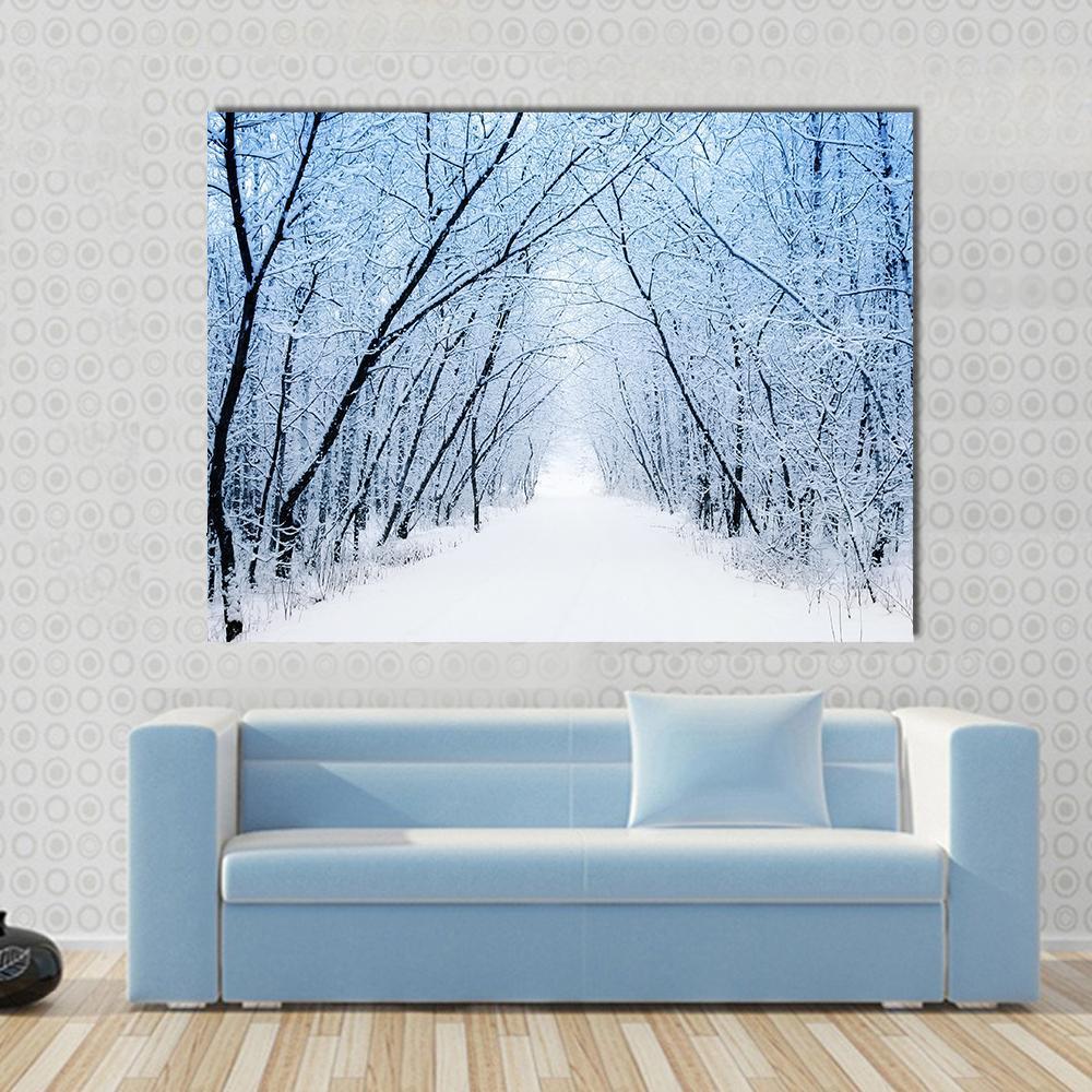 Pathway In Winter Canvas Wall Art-1 Piece-Gallery Wrap-48" x 32"-Tiaracle