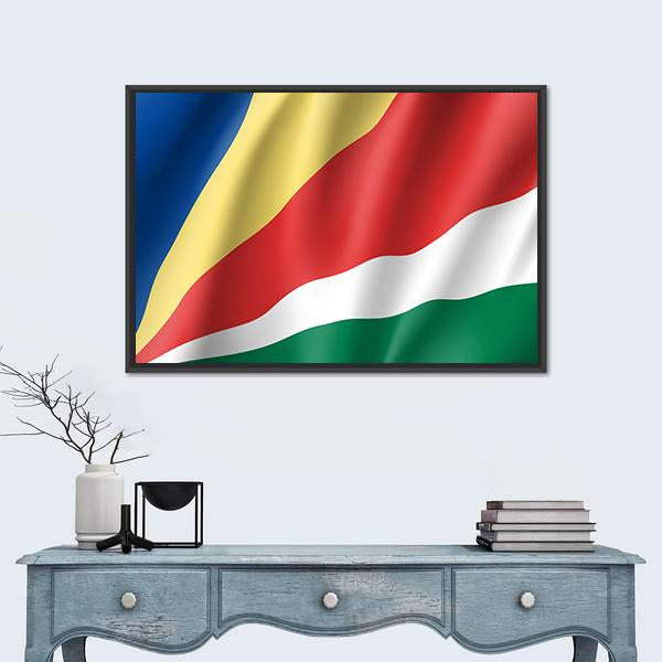 Patriotic National Flag Of Seychelles Canvas Wall Art-1 Piece-Floating Frame-24" x 16"-Tiaracle
