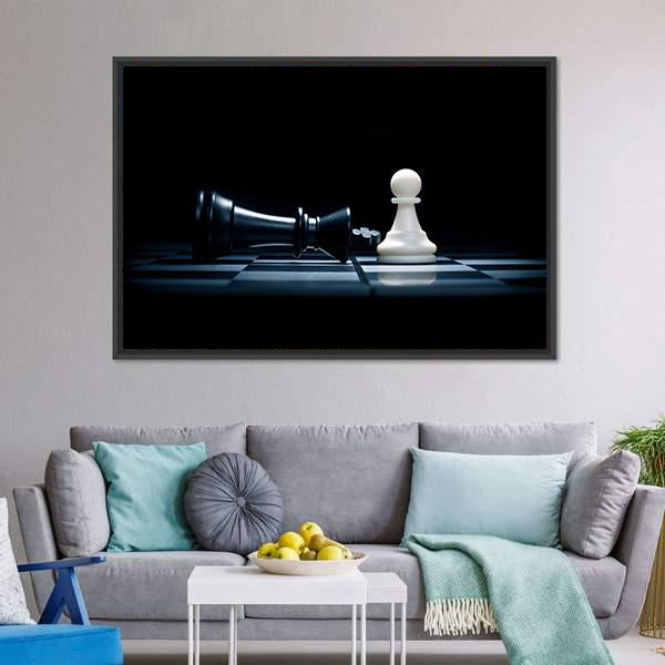 Pawn & The Won King Canvas Wall Art-1 Piece-Floating Frame-24" x 16"-Tiaracle