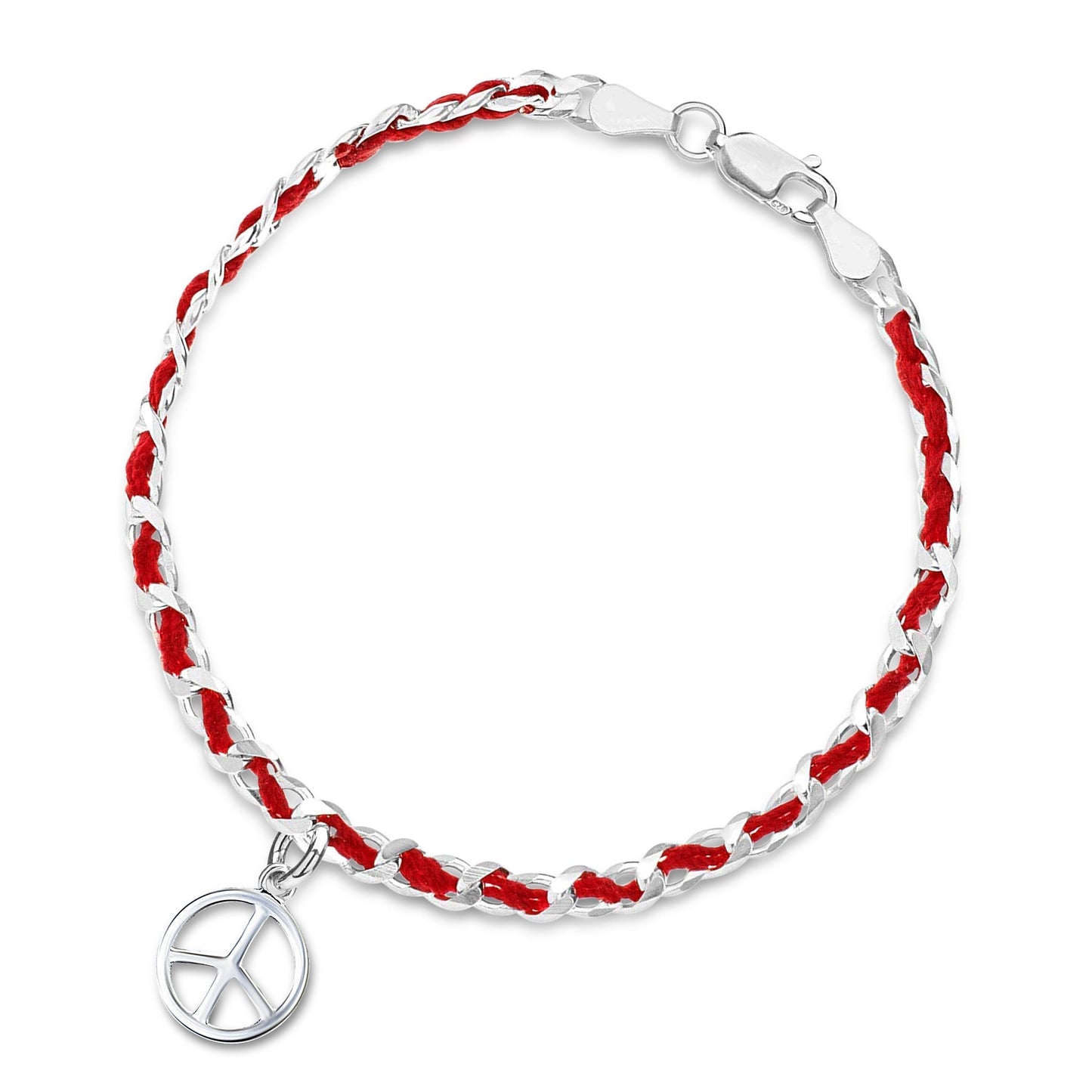 Peace-Zeichen Glücksbringer Rote Schnur Bendel Armband