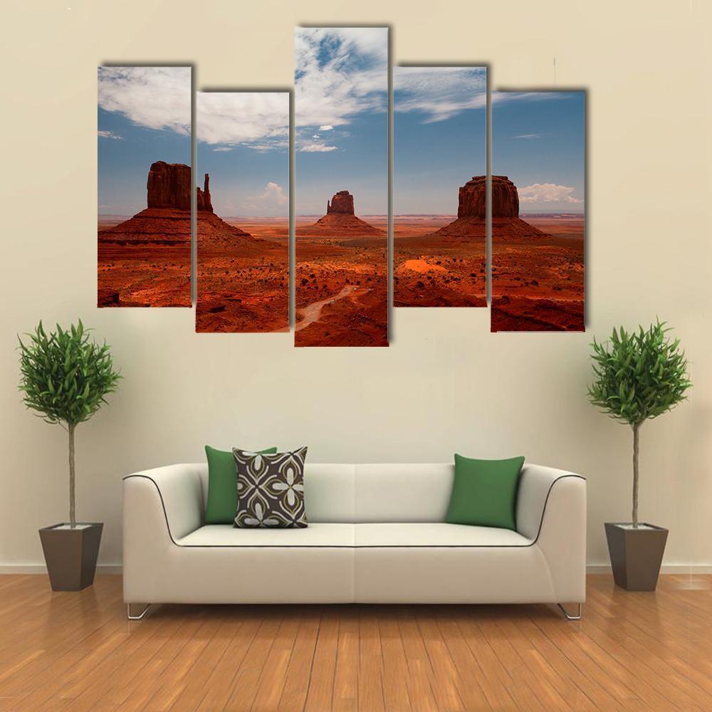 Monument Valley Utah Canvas Wall Art-5 Pop-Gallery Wrap-47" x 32"-Tiaracle