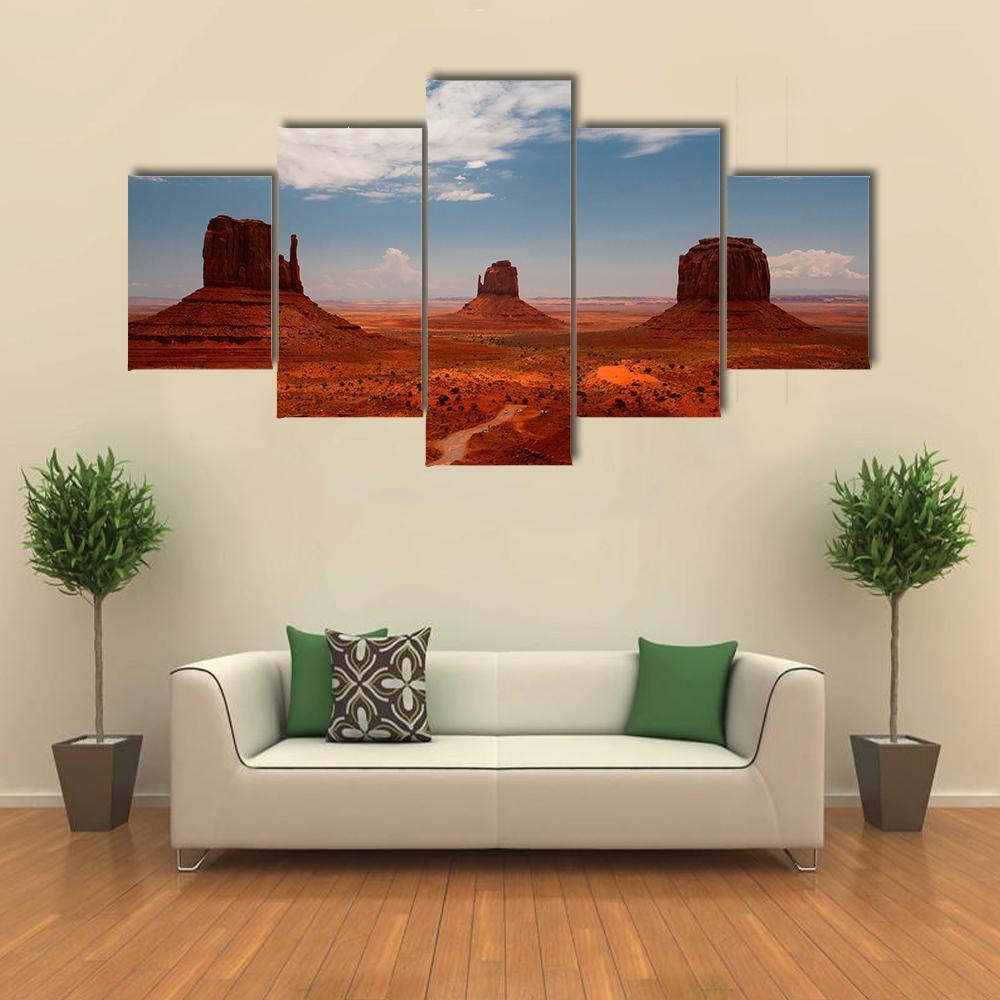 Monument Valley Utah Canvas Wall Art-5 Star-Gallery Wrap-62" x 32"-Tiaracle