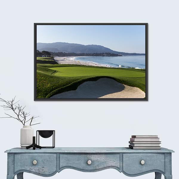 Pebble Beach Golf Link Canvas Wall Art-1 Piece-Floating Frame-24" x 16"-Tiaracle