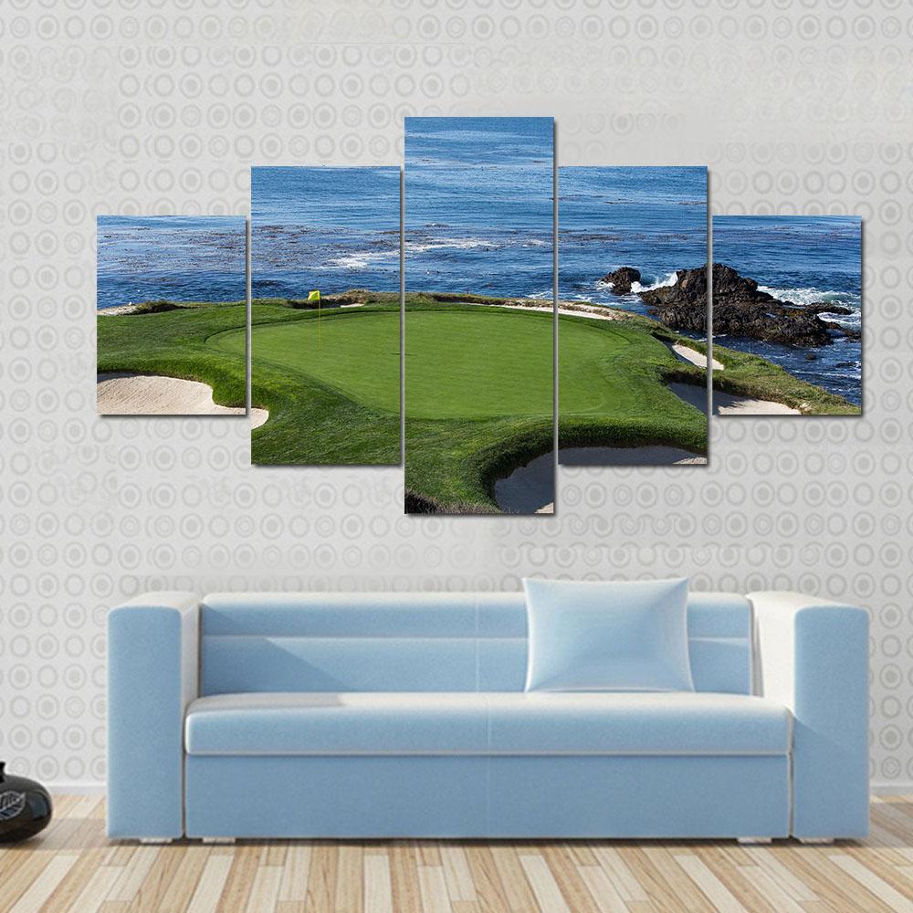 Pebble Beach Golf Link Canvas Wall Art-5 Star-Gallery Wrap-62" x 32"-Tiaracle