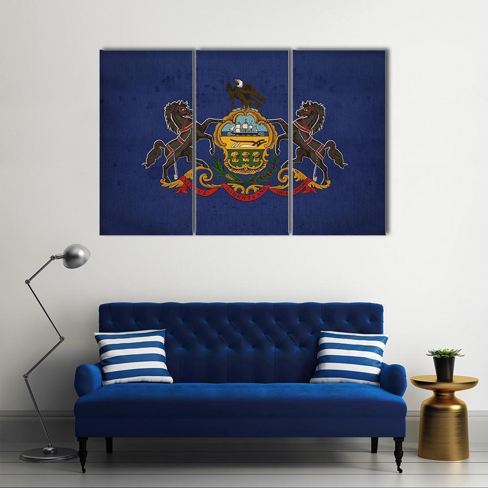 Pennsylvania State Flag Canvas Wall Art-3 Horizontal-Gallery Wrap-37" x 24"-Tiaracle