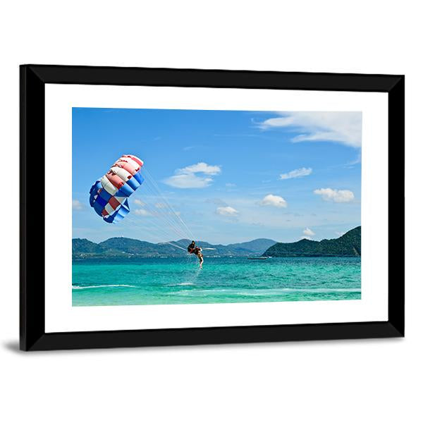 People Are Para Sailing In Phuket Canvas Wall Art-3 Horizontal-Gallery Wrap-25" x 16"-Tiaracle