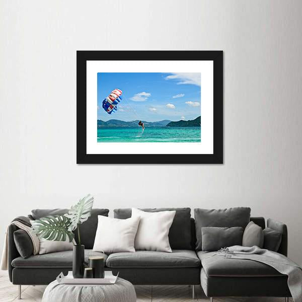 People Are Para Sailing In Phuket Canvas Wall Art-3 Horizontal-Gallery Wrap-25" x 16"-Tiaracle