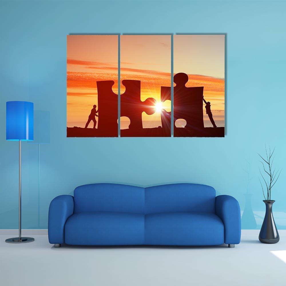 People Connecting Puzzle Canvas Wall Art-3 Horizontal-Gallery Wrap-37" x 24"-Tiaracle