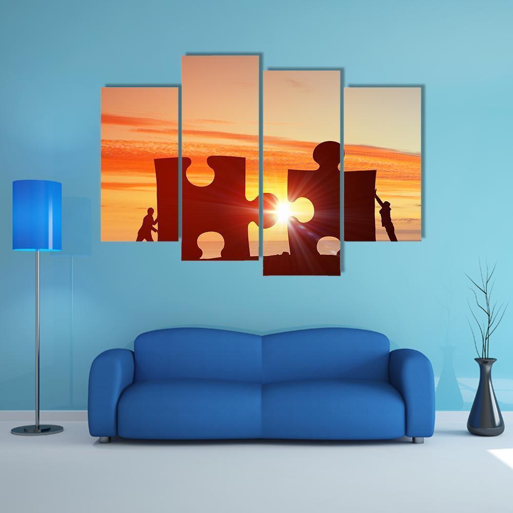 People Connecting Puzzle Canvas Wall Art-4 Pop-Gallery Wrap-50" x 32"-Tiaracle