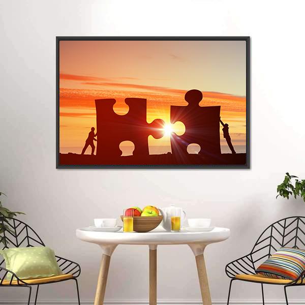 People Connecting Puzzle Canvas Wall Art-3 Horizontal-Gallery Wrap-25" x 16"-Tiaracle