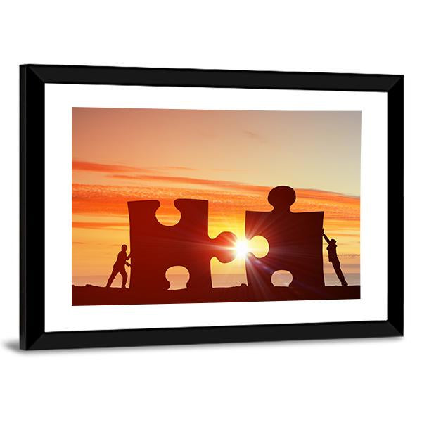 People Connecting Puzzle Canvas Wall Art-3 Horizontal-Gallery Wrap-25" x 16"-Tiaracle