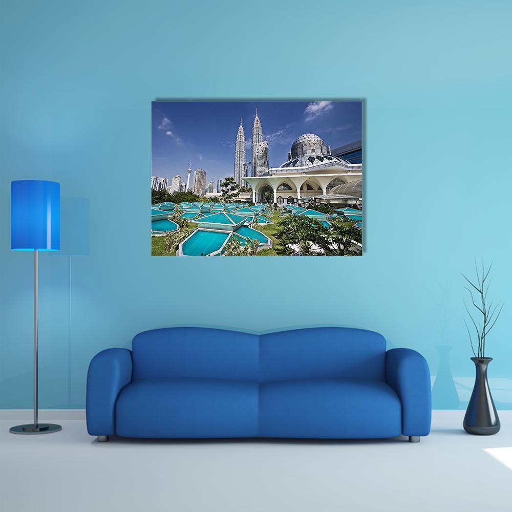 Petronas Twin Towers At Kuala Lumpur Canvas Wall Art-1 Piece-Gallery Wrap-48" x 32"-Tiaracle