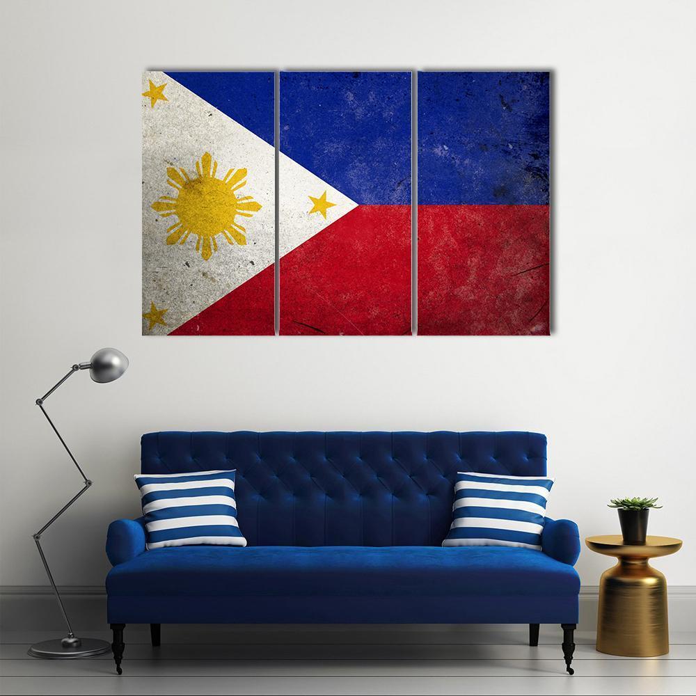 Philippines Flag Canvas Wall Art-3 Horizontal-Gallery Wrap-37" x 24"-Tiaracle