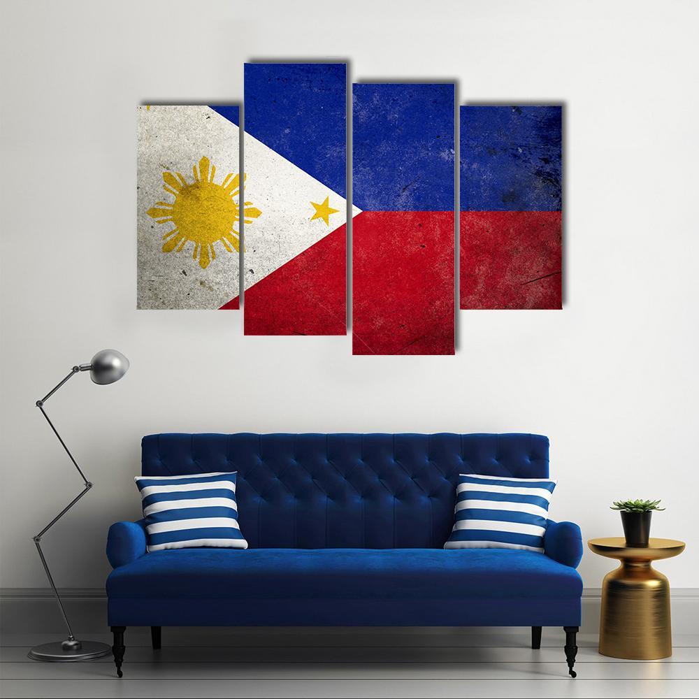 Philippines Flag Canvas Wall Art-4 Pop-Gallery Wrap-50" x 32"-Tiaracle