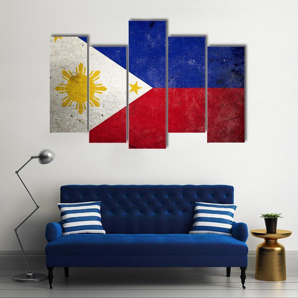 Philippines Flag Canvas Wall Art-5 Pop-Gallery Wrap-47" x 32"-Tiaracle