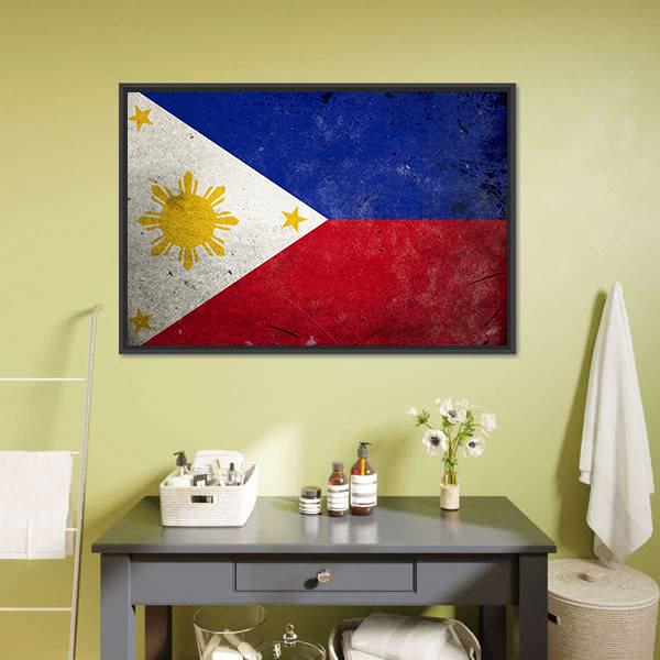 Philippines Flag Canvas Wall Art-1 Piece-Floating Frame-24" x 16"-Tiaracle