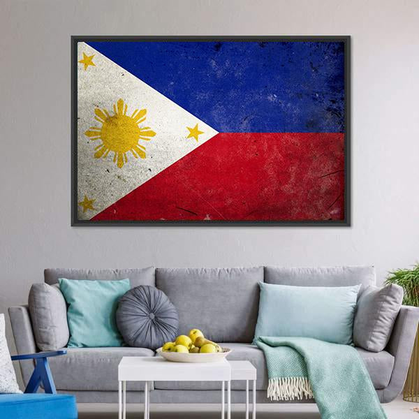 Philippines Flag Canvas Wall Art-3 Horizontal-Gallery Wrap-25" x 16"-Tiaracle