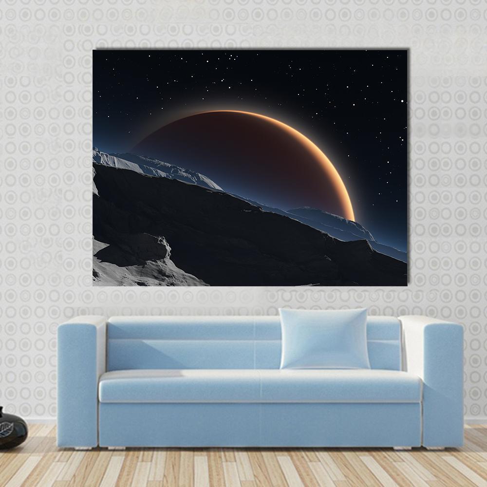 Phobos With The Red Planet Mars Canvas Wall Art-1 Piece-Gallery Wrap-48" x 32"-Tiaracle