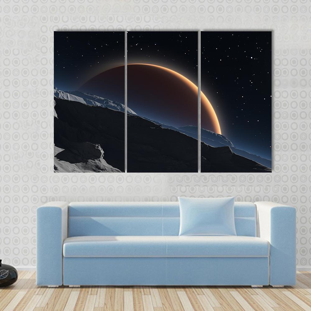 Phobos With The Red Planet Mars Canvas Wall Art-3 Horizontal-Gallery Wrap-37" x 24"-Tiaracle