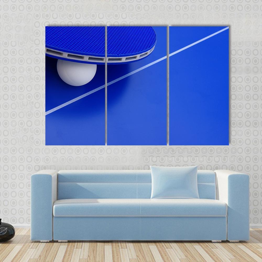 Pingpong Ball With A Racket On A Table Canvas Wall Art-3 Horizontal-Gallery Wrap-37" x 24"-Tiaracle